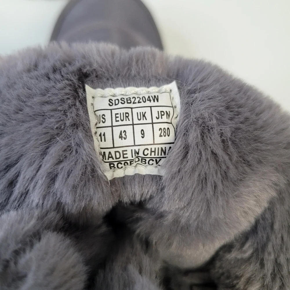 Dream‎ Pairs Womens Gray Faux Fur Lined Quilted Winter Snow Boots Size 10